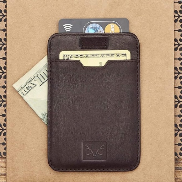 pull tab wallet women's wallets Leather Credit Card Holder mens wallet - Picture 3 of 3